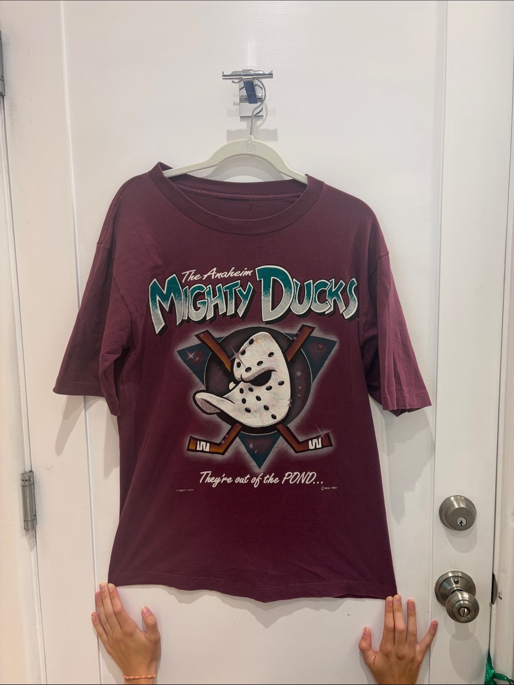 Vintage 1994 Anaheim Mighty Ducks NHL tee- shirt double sided Quack-Attack
